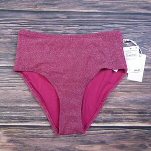 Good American NEW Small Size 1 Pink Sparkle Better Swim Bottoms Bikini